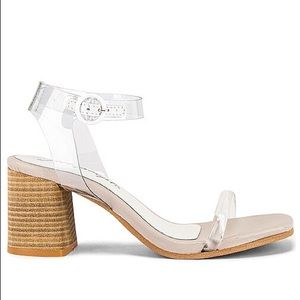 Free People Natal white clear block Heel sz euro 37 USA 7